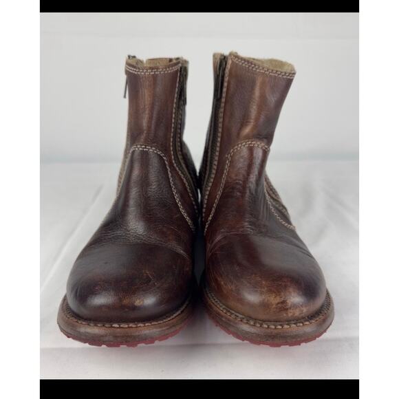 BED|STU Eiffel Women's Boots 10 Brown Distressed Leather Ankle Zip Red Soles - Picture 6 of 15